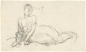 Weibliche Figur auf dem Boden sitzend von George Romney
