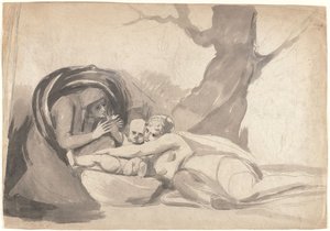 Der junge Shakespeare, genährt von Tragödie und Komödie von George Romney