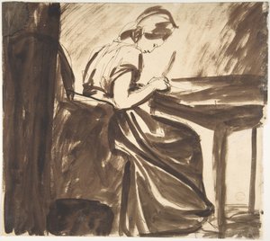 Dame am Tisch sitzend (recto); Tanzende Figuren (verso) von George Romney
