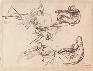 Skizzen für liegende und ausgestreckte Figuren von George Romney