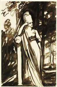 Stehende Frau an einer Stele von George Romney