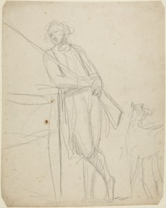 Studie für ein Ganzkörperporträt eines Mannes mit einer Waffe von George Romney
