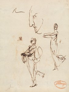 Studie von zwei Figuren und einem Gesicht