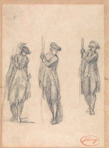 Drei Skizzen eines Mannes in Uniform von George Romney