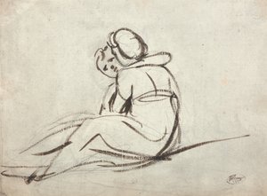 Zwei sich umarmende Kinder von George Romney