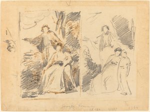 Zwei Studien für ein Porträt der Familie Warren von George Romney