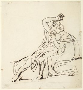 Zwei sitzende Figuren; (Rückseite: Drei Figurenstudien) von George Romney