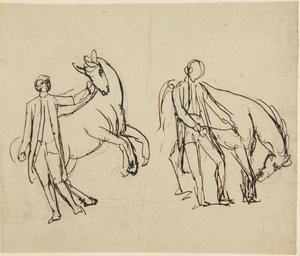 Zwei Studien für ein Porträt eines Mannes mit einem Pferd von George Romney