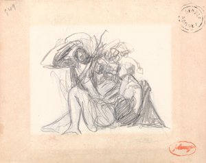 Unidentifiziertes Thema: Liegende Frau und andere Figuren von George Romney