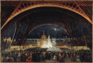 Nachtfest auf der Weltausstellung von 1889, unter dem Eiffelturm von George Roux