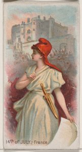 14. Juli, Frankreich, aus der Feiertagsserie N80 für Duke-Zigaretten, 1890 von George S. Harris and Sons