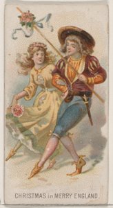 Weihnachten im fröhlichen England, aus der Feiertagsserie N80 für Duke-Marken-Zigaretten, 1890 von George S. Harris and Sons