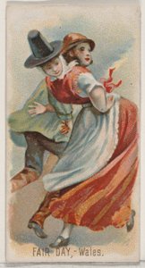 Jahrmarktstag, Wales, aus der Serie Holidays N80 für Duke-Zigaretten, 1890 von George S. Harris and Sons