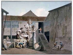 Coade-Stein-Fabrikgelände in der Narrow Wall Street, Lambeth, London, ca. 1800