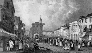 High Street, Maidstone, Ein Markttag, graviert von S. Lacey, veröffentlicht 1832 von George Shepherd