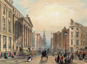 Mansion House in Richtung Cheapside, graviert von Thomas Picken, veröffentlicht von Ackermann 1851