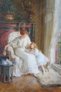 Mutter und Tochter zur Teestunde von George Sheridan Knowles