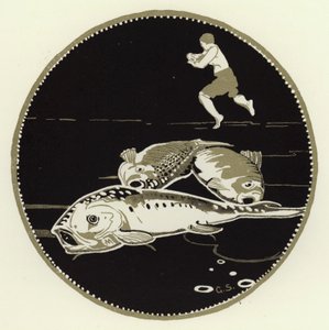 Er sah vier große Fische auf dem Eis liegen von George Sheringham