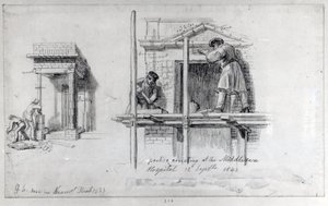 Errichtung von Portiken in der Newham Street und am Middlesex Hospital, London von George Snr Scharf