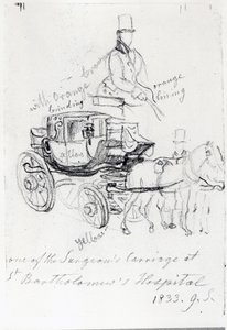 Chirurgenkutsche am St. Bartholomews Hospital, London, 1833