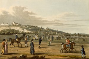 Überprüfung der englischen Truppen in Montmartre durch den Herzog von Wellington, 21. Oktober 1815, graviert von M. Dubourg, 1817