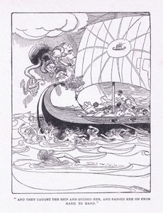 Und sie fingen das Schiff und führten es, und reichten es von Hand zu Hand, aus Die Helden, veröffentlicht von George Allen und Unwin 1929 von George Soper