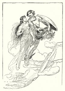 Perseus: "Perseus hob seine schöne Andromeda in seine Arme und floh mit ihr zum Klippenrand" von George Soper