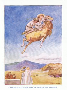 Der goldene Widder nahm sie auf seinen Rücken und verschwand, aus The Heroes, veröffentlicht von George Allen und Unwin 1929