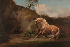 Pferd erschreckt durch einen Löwen, zwischen 1762 und 1768 von George Stubbs