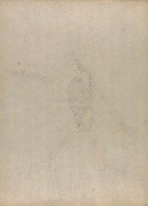 Menschliches Skelett, Seitenansicht (Studie für eine Schlüsselfigur zu einer unveröffentlichten Tafel, die die Bauchorgane zeigt)