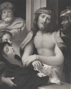 Ecce Homo, mit Pontius Pilatus dahinter links, die Jungfrau ohnmächtig unten links, und ..., 1850 von George Thomas Doo