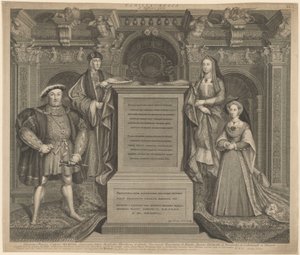 Heinrich VII. und die Familie von Heinrich VIII. im Whitehall-Palast von George Vertue after Hans Holbein the Younger