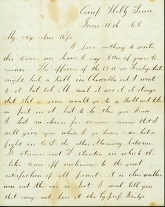 Brief von George Wyckoff, Camp Holly, Tennessee, an Josephine, 11. Juni 1863