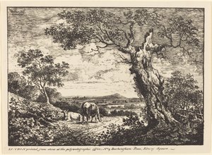 Landschaft mit zwei Kühen von George Walker