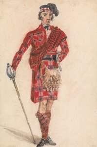 Schotte mit Schwert; Moderne Kleidung eines Highland-Häuptlings