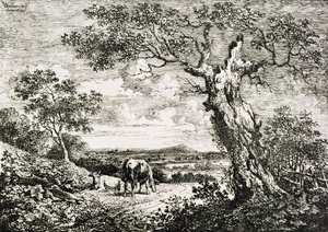Zwei Kühe auf einer Wiese von George Walker