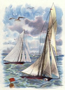 Ein Yacht-Rennen (Farblithografie)