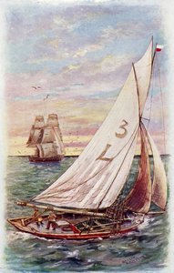 Ein Lotsenboot (Farblithografie)