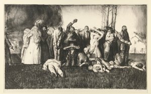Massaker im Dorf oder Massaker in Dinant, aus der Serie KRIEG von George Wesley Bellows