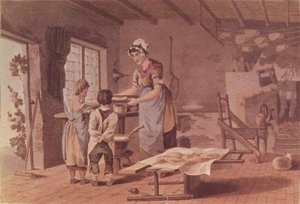 Herstellung von Haferkuchen, graviert von den Havell-Brüdern, veröffentlicht 1813 von Robinson und Sohn