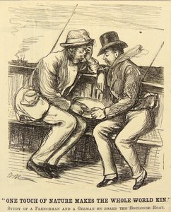 Bootspassagiere leiden an Seekrankheit. George du Maurier Karikatur aus 