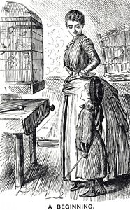 Karikatur, die die Beliebtheit von Käfigvögeln in Großbritannien kommentiert von George du Maurier