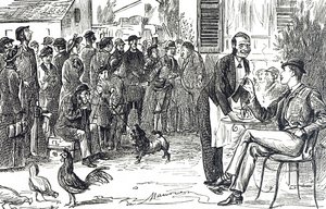 Karikatur, die die frühen Tage der Thomas Cook geführten Tour zeigt von George du Maurier