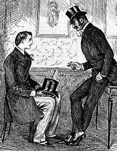 Zwei Herren rauchen eine Zigarre und unterhalten sich nach dem Abendessen von George du Maurier