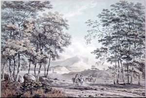 Landschaft mit Fluss und Figuren von George the Elder Barret