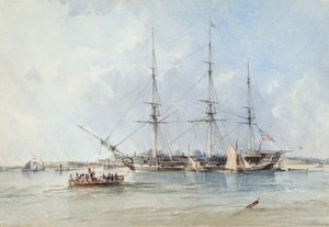 Die Blackwall-Fregatte Seringapatam vor Anker bei Tilbury Fort