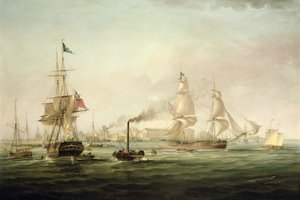 Ansicht des Hafens von Hull mit der Spartan