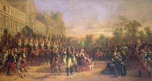 Ankunft in den Tuilerien von Napoleon III. und seinen Truppen, die im August 1859 aus Italien zurückkehren von Georges Achille de Magrath