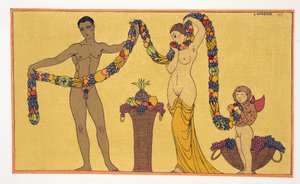 Illustration aus Les Chansons de Bilitis, von Pierre Louys, veröffentlicht 1922 von Georges Barbier