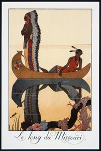 Le long du Missouri, Lithographie von George Barbier (1882-1932), aus Falbalas et Fanfreluches, Almanach des Modes Presentes, Passees et Futures, Frankreich, 20. Jahrhundert